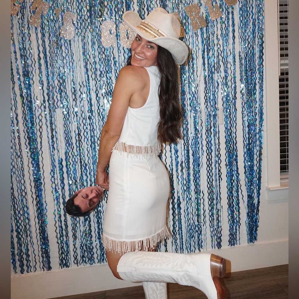 Lena white pearl two piece set - perfect for any bridal event!